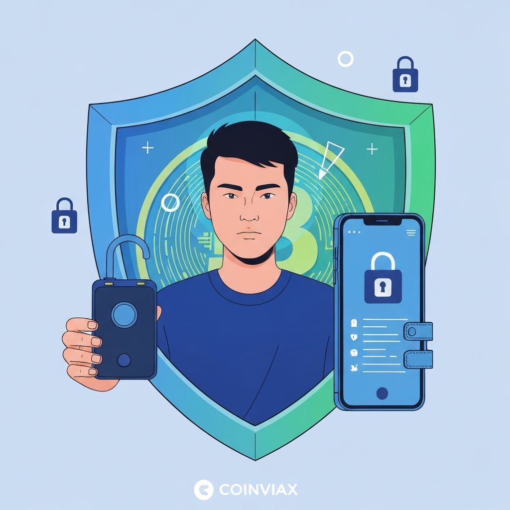 Cryptocurrency wallet security showing hardware wallet and mobile wallet options for safe storage