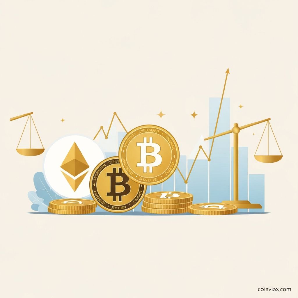 Cryptocurrency portfolio diversification and investment concept