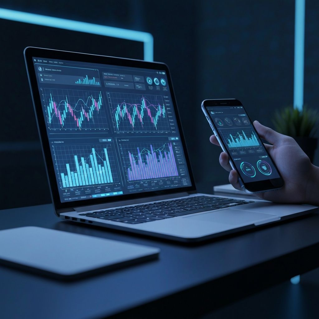 Cryptocurrency trading platforms and exchange interfaces on multiple devices