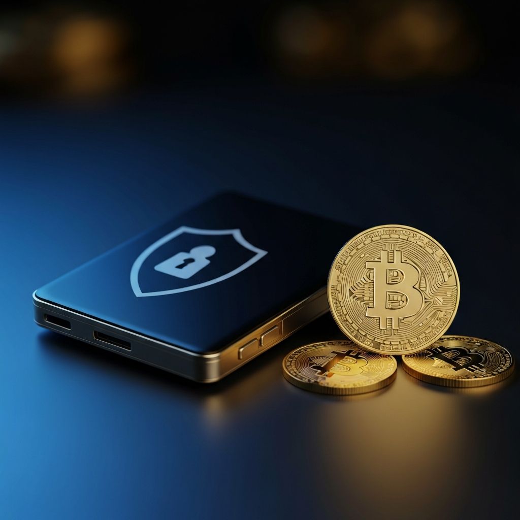 Hardware wallet providing secure cryptocurrency storage with shield protection