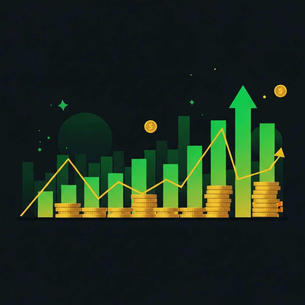 Staking rewards visualization showing cryptocurrency growing over time through compound interest